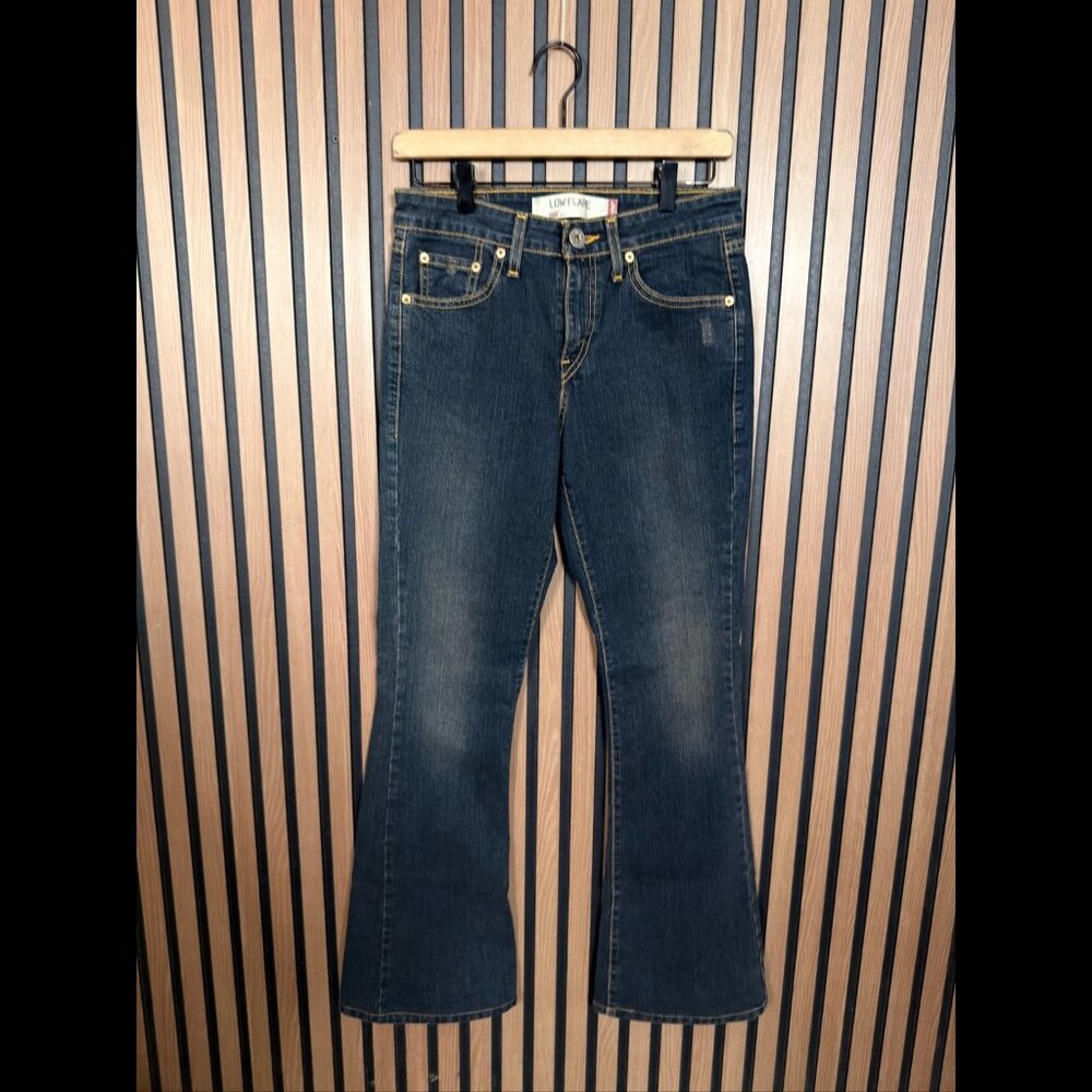 Levis 519 Jeans 3 Womens Blue Low Rise Flare y2k Denim Stretch Dark Wash